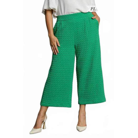 NEW UMGEE textured cropped pants - plus in green - Picture 1 of 3